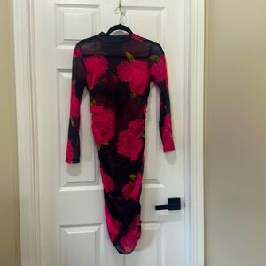 Floral mesh dress size S long sleeve